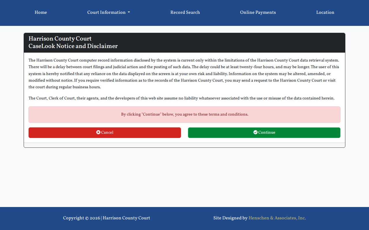 Harrison County release court record search